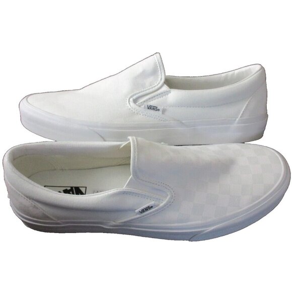 Vans Men's Classic Slip On True White Checkerboard Canvas Skate Shoes Sizes NIB - Picture 1 of 5
